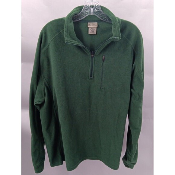 LL Bean Fleece Pullover 1/4 Zip XL Green - Picture 1 of 3